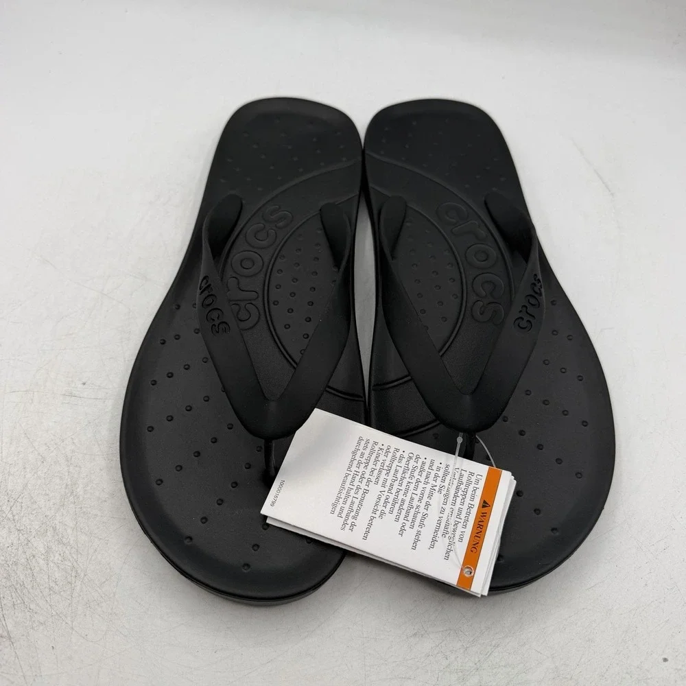 Crocs Flip Flops Mens Size 13 Black Thong Sandals Beach Pool 210089-001 NWT